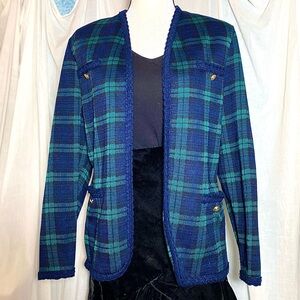 Alfred Dunner Black Watch Tartan Plaid Blazer Sz 14